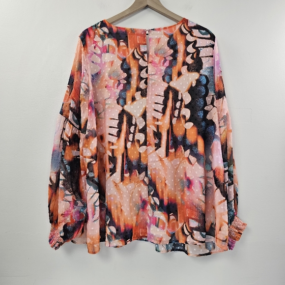 Torrid Women's Clip Dot Blouson Chiffon Blouse Top Size 2X - Picture 3 of 5